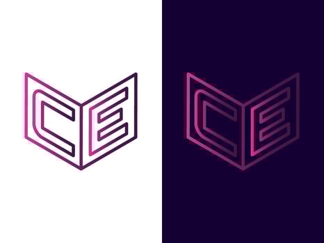 Initial letter CE minimalist and modern 3D logo design vector