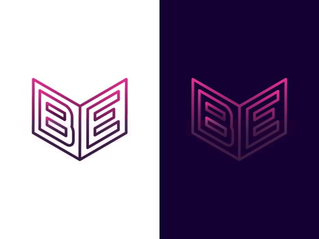 Initial letter BE minimalist and modern 3D logo design vector