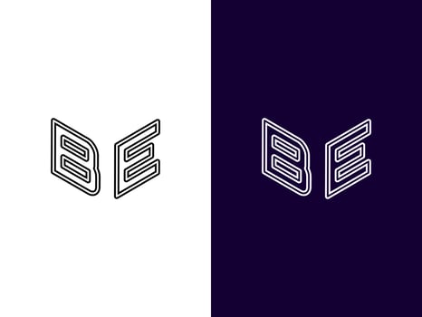 Initial letter BE minimalist and modern 3D logo design vector