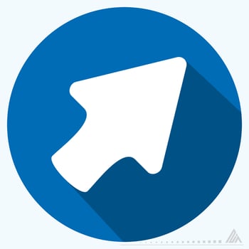 Icon Up Right - Long Shadow Style good for education vector