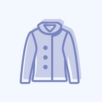 Warm Jacket Icon in trendy two tone style isolated on soft blue background good for graphic design elements vector