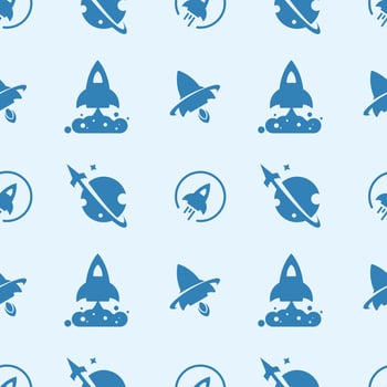 Rocket and space seamless pattern background, illustration, vector. vector