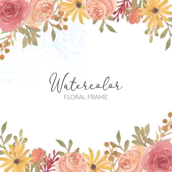 Watercolor rose floral arrangement square frame vector