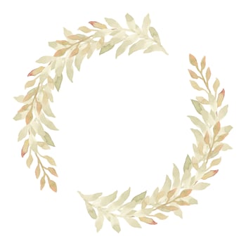 Leaf foliage watercolor circle frame wreath vector