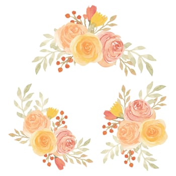 Watercolor rose flower floral arrangement bouquet vector