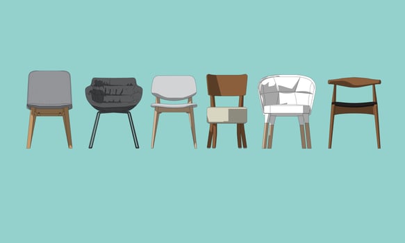 Modern chair furniture collection. Vector illustration graphics. Luxurious chair made of wood. Comfortable furniture for the interior of an apartment or office.