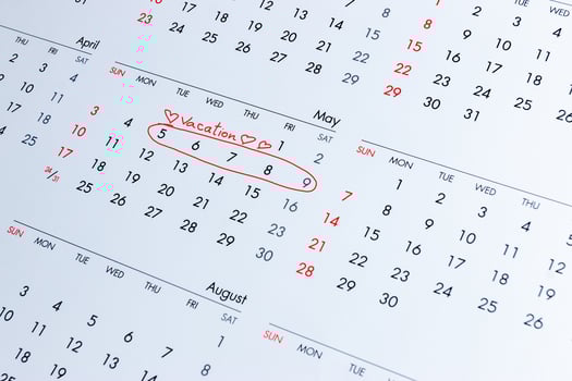 Vacation planning concept. Travel preparation, Vacation plans written on the calendar photo