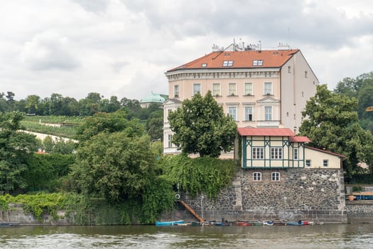 Prague, Czech Republic, 2019 - Building on the banks of the Vltava River photo