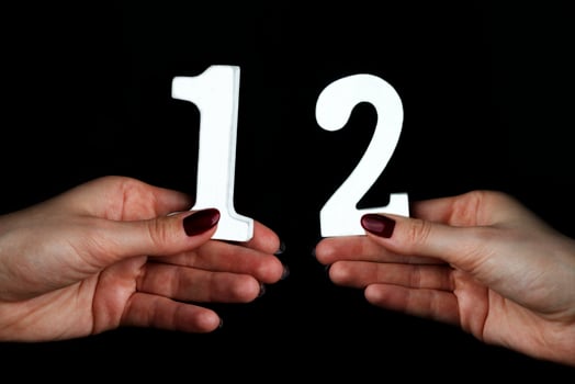 To female hands the number twelve. photo