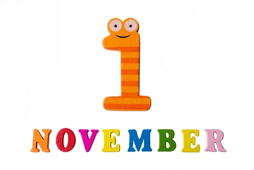 November 1, on a white background, numbers and letters. photo