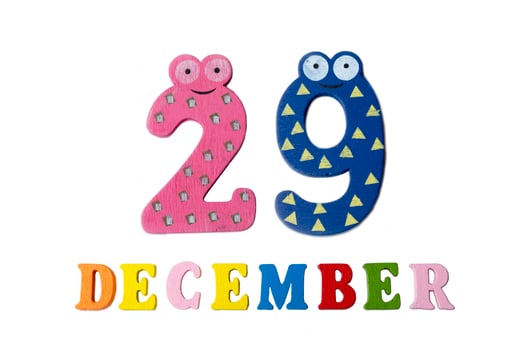 December 29 on white background, numbers and letters. photo