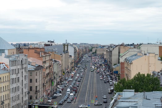 View of St. Petersburg, roofs and streets on a summer day. photo