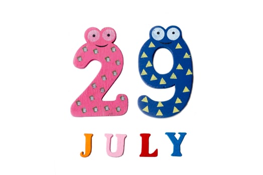 July 29. Image of July 29 on white background. photo