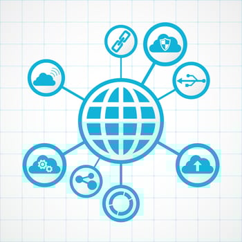 Digital technology icons , connection concept with globe integrated vector