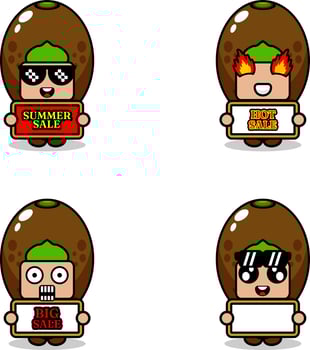 cute cartoon character vector kiwi fruit mascot costume set summer sale bundle collection
