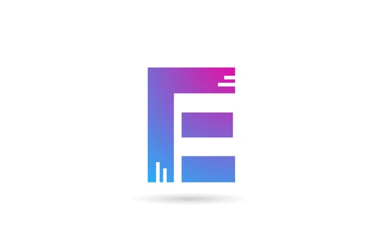 E alphabet letter logo for business and company. Blue pink colour template for icon design vector