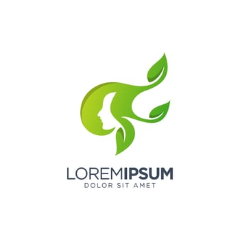 Woman Leaf Logo Design vector