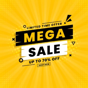 Mega sale special offer banner with offer details vector
