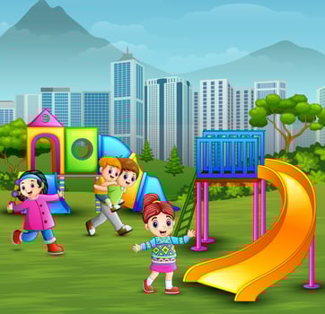 Children playing in the playground vector