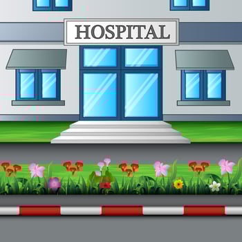 The entrance to the hospital building vector