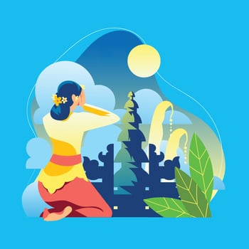 Balinese Woman Praying in Nyepi Day vector