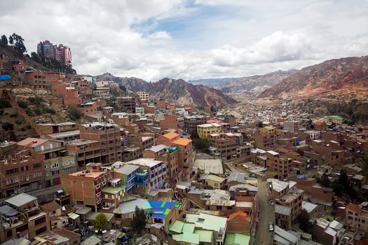 La Paz, Bolivia, January 10, 2018 - Aerial view at La Paz, Bolivia. It is capital and  third largest Bolivian city photo