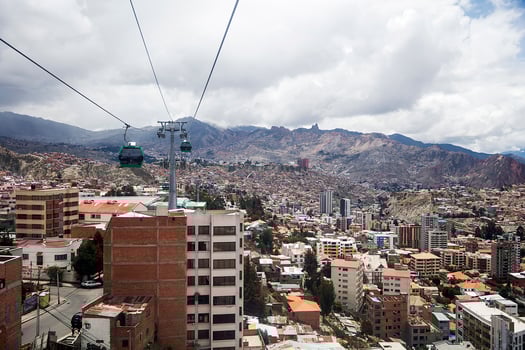 La Paz, Bolivia, January 10, 2018 - Aerial view at La Paz, Bolivia. It is capital and  third largest Bolivian city photo