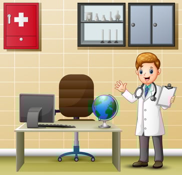 Male doctor holding a medical prescription vector