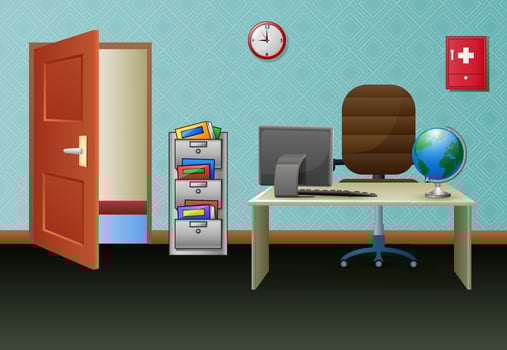 Doctors consultation room interior in clinic vector