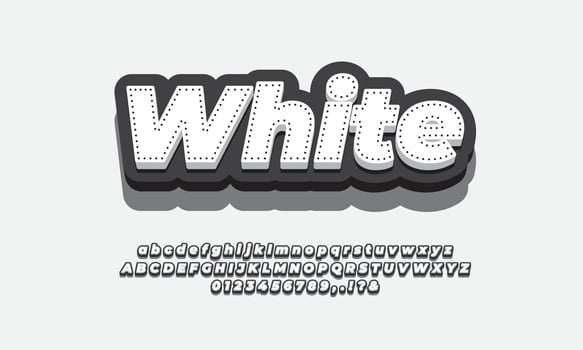 modern 3d white black strip line font effect or text effect vector