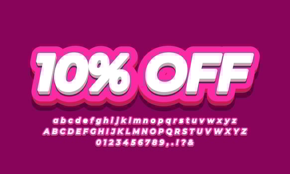 10 percent off ten percent sale discount promotion text  3d pink vector