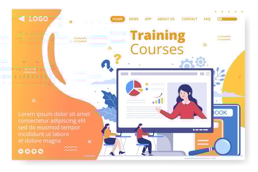 Business Online Training, Seminar or Courses Landing Page Template Flat Illustration Editable of Square Background for Social media or Greetings Card vector