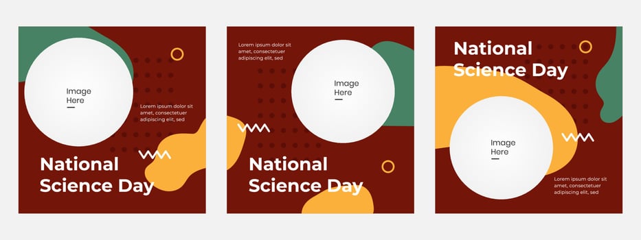 Set feed banner digital national science day, suitable for post social media. Campaign. Vector layout