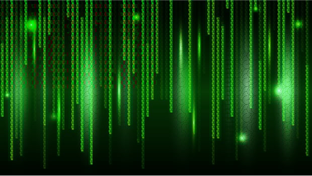 Green matrix vertical flows. Dark green binary wallpaper. Encoding computer global data. vector