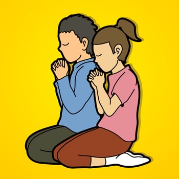 Children Pray Together vector
