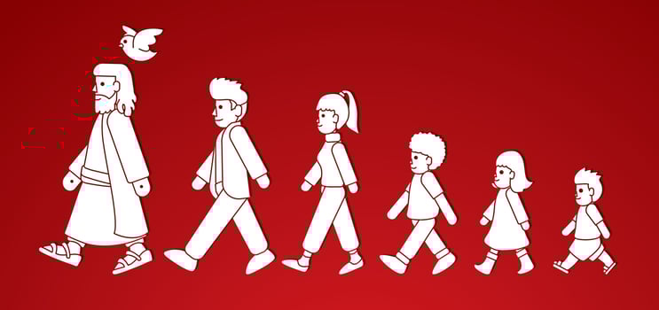 Walk with Jesus Follow Jesus vector