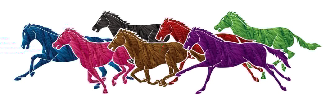 Seven Horses Running Brush Graphic vector