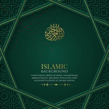 Arabic Islamic Elegant Green and Golden Luxury Ornamental Background with Islamic Pattern vector