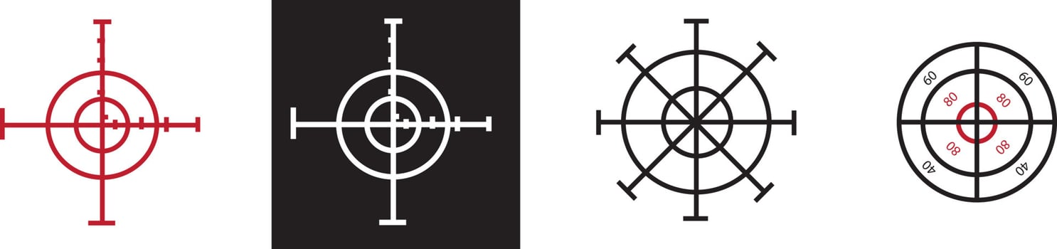 Different icon set of targets and destination. Target and aim, targeting and aiming. Vector illustration for web design