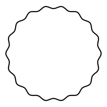 Round element with wavy edges Circle label sticker contour outline icon black color vector illustration flat style image