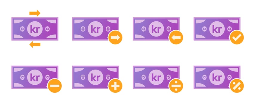 Norwegian Krone Money Transaction Icon Set vector