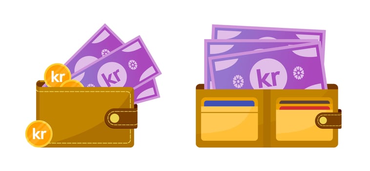 Wallet with Norwegian Krone Money vector