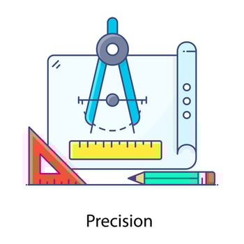 Geometric tool, flat outline icon of precision vector
