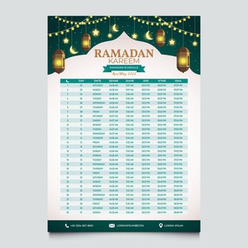 Fasting Month Calendar Template vector