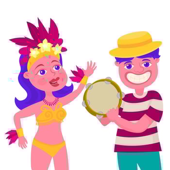 Brazilian samba dancer Rio de Janeiro. Carnival girls and guy dancing. vector
