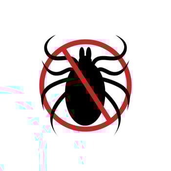Stop mite icon. Anti tick forbidden sign for insect spray killer repellent vector