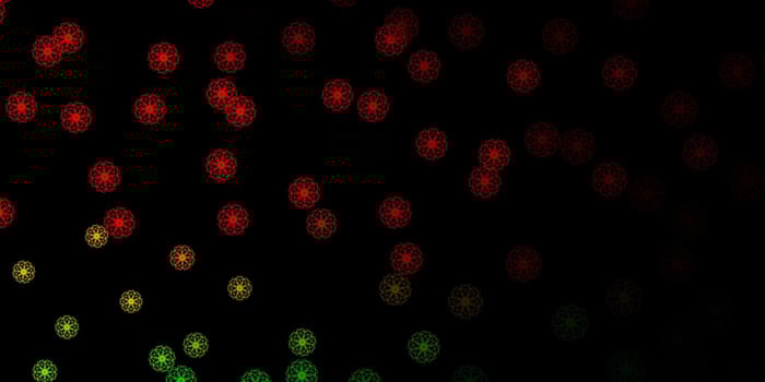 Dark Green, Red vector backdrop with chaotic shapes.