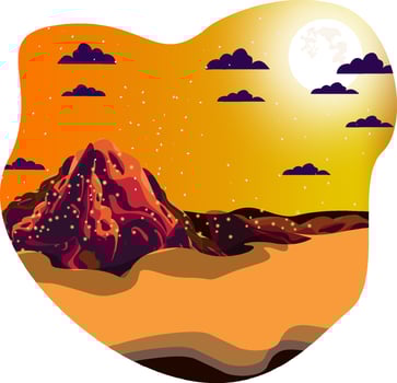 illustration of desert at night moonlight vector