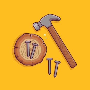 hammer and nail vector. handyman tools icon plierl nails axe hammer vector