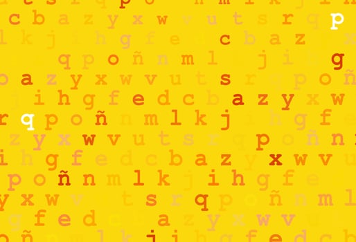 Light yellow, orange vector background with signs of alphabet.